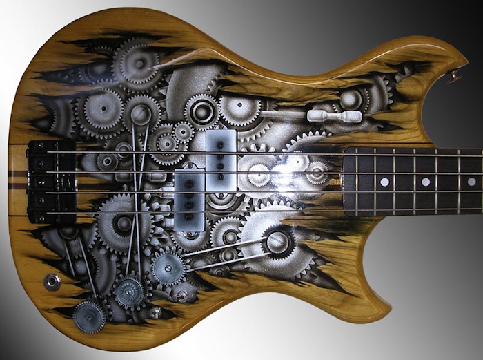 Гитара с изображением часового механизма