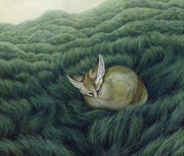Спящая лиса на картине Moki Mioke.