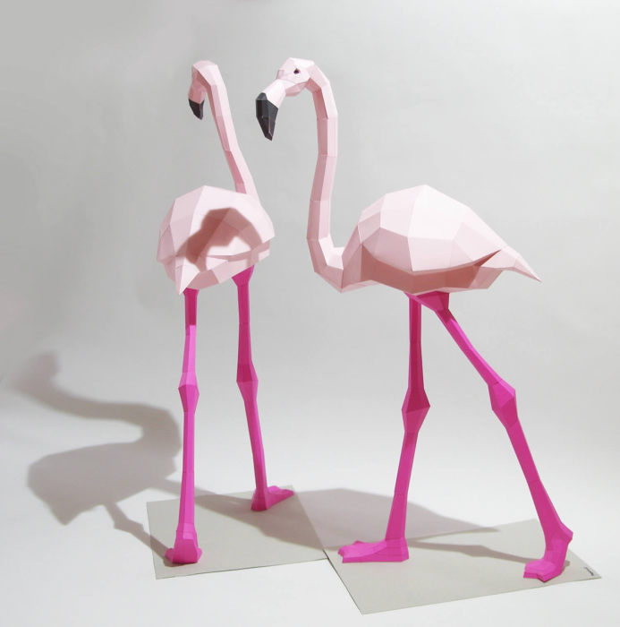 Бумажные фламинго от Вольфрама Кампфмейера (Wolfram Kampffmeyer).