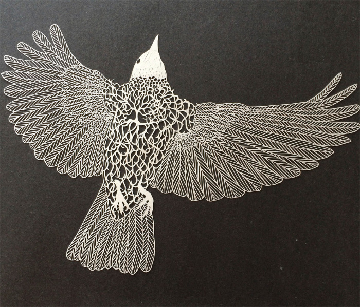 Бумажная птица от художницы Мод Уайт (Maude White).