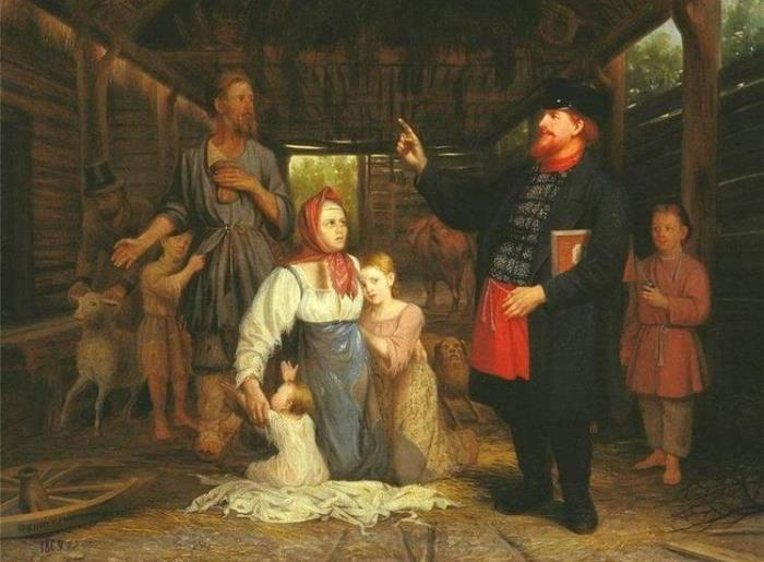 Сбор недоимок. А. А. Красносельский, 1869 год. | Фото: img0.liveinternet.ru.