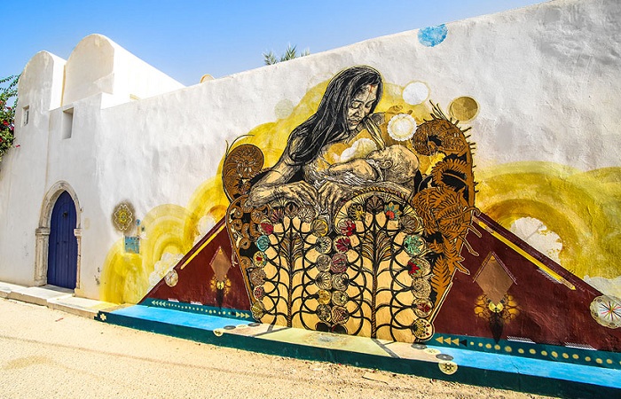 Проект «Djerbahood» - роспись стен в тунисской деревне.
