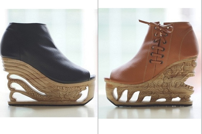 Дизайнер LanVy Nguyen создает оригинальную обувь на платформе.