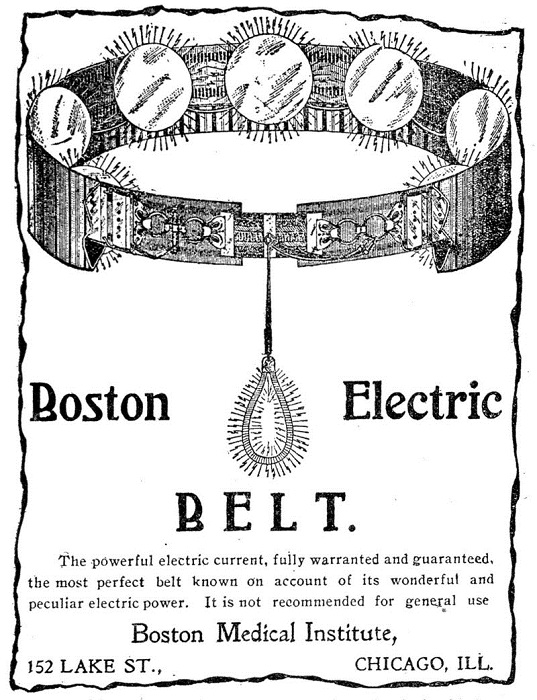 Электрический пояс - популярное приспособление в конце XIX века.