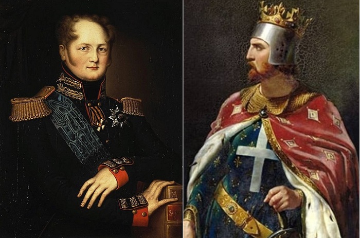 Слева: российский император Александр I, справа: английский король Ричард Львиное Сердце.