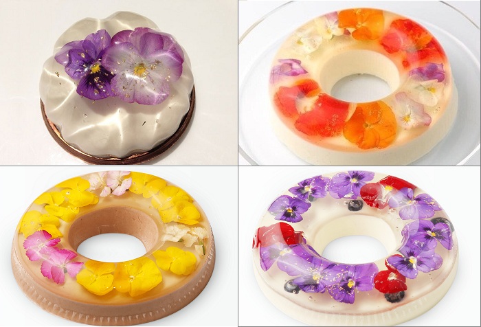 Оригинальные десерты с настоящими цветами.