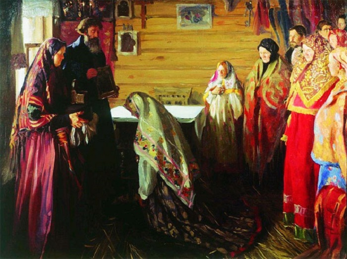 Старинный обряд благословения невесты. И. С. Куликов. | Фото: milana-kulyova.livejournal.com.