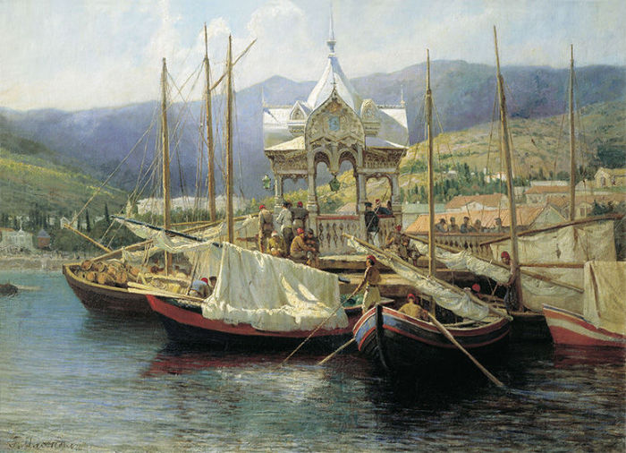 Пристань в Ялте. Григорий Мясоедов, 1890 год.
