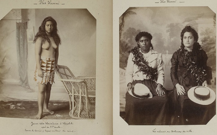 Смешение стилей в одежде на Гавайях в конце 19 века.