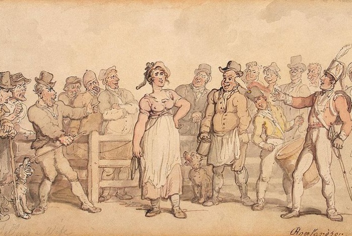 Продажа жены. Томас Роулендсон, ок. 1812-1814 гг. | Фото: aloban75.livejournal.com.