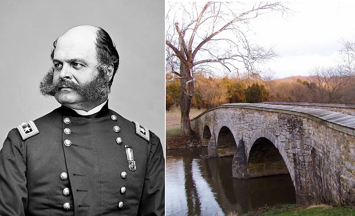 Генерал Эмброуз Бернсайд и Рорбахский каменный мост. | Фото: ru.wikipedia.org.