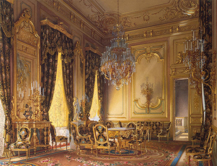Золотая гостиная, 1870 год. | Фото: fiveminutehistory.com.
