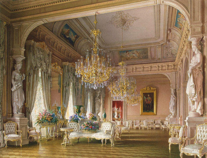 Белая гостиная, 1870 год. | Фото: fiveminutehistory.com.