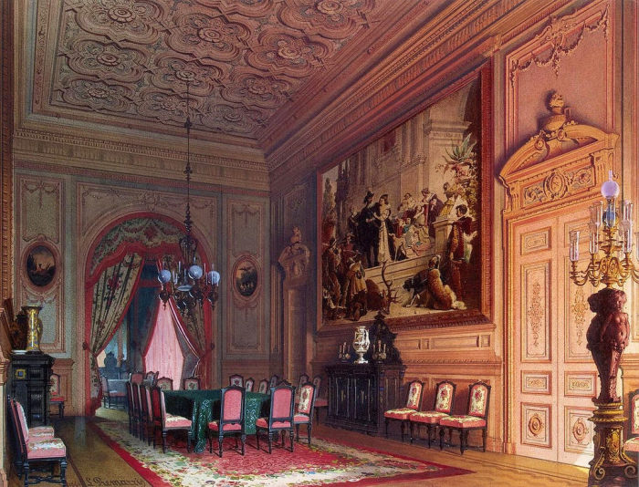 Обеденный зал, 1869 год. | Фото: fiveminutehistory.com.
