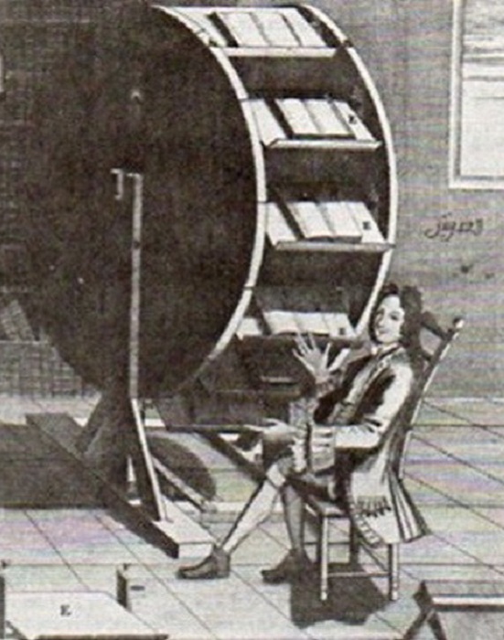 Книжное колесо - изобретение XVI века. | Фото: thevintagenews.com.