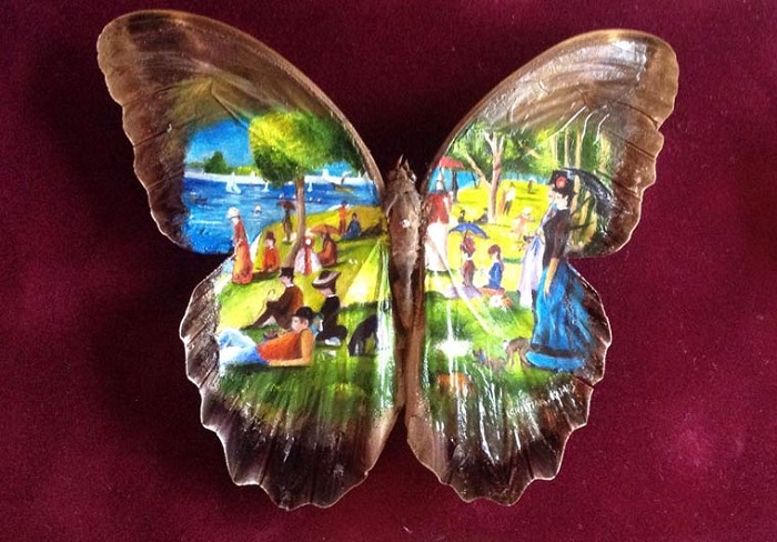 Мини-копии шедевров мировой живописи на крыльях бабочек.