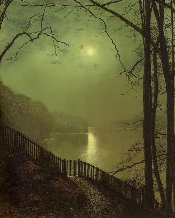 Лунный свет на озере. Д. Э. Гримшоу. | Фото: fiveminutehistory.com.