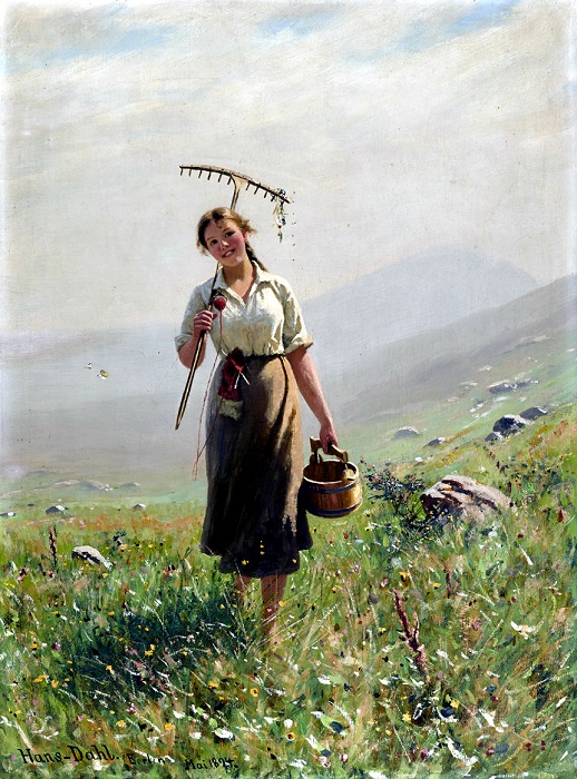 Девушка на лугу. Ханс Даль, 1894 год. | Фото: fiveminutehistory.com.