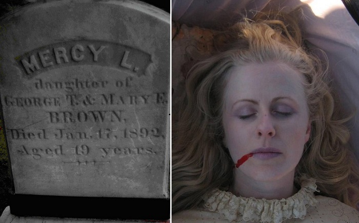 Могила Мерси Браун, которую считают вампиром Род-Айленда.