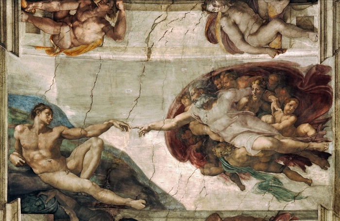 Сотворение Адама. Микеланджело | Фото: fwallpaper.net.