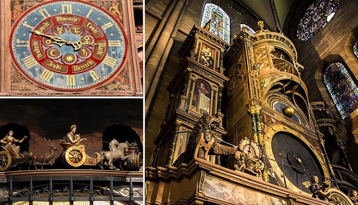 30-метровые часы в Страсбургском соборе.