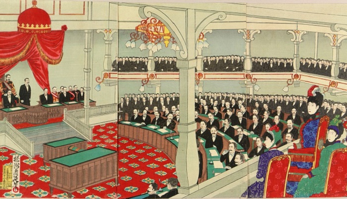 Заседание японского парламента в 1890 году. | Фото: ru.wikipedia.org.