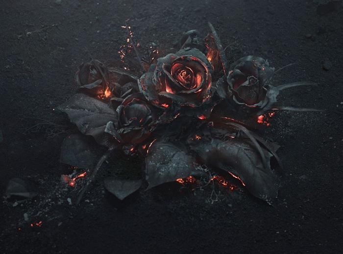 «The Ash» - композиция с розами, припорошенными пеплом.
