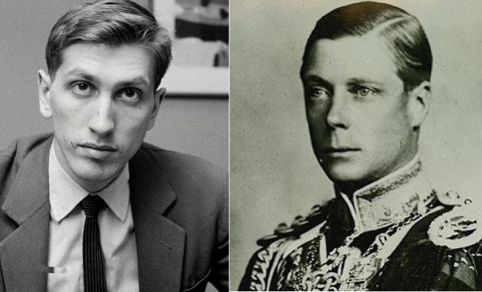 Слева: шахматист Бобби Фишер, справа Эдуард VIII - британский король, отрекшийся от престола.