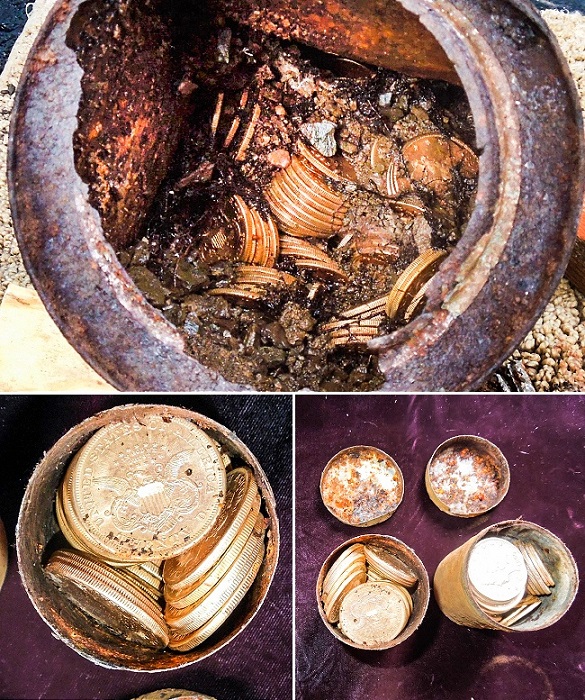 Золотые монеты, выкопанные на заднем дворе дома. | Фото: dream.co.id.