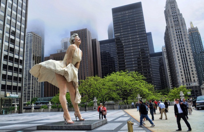 Памятник в Чикаго Marilyn forever. | Фото: img.tourister.ru.