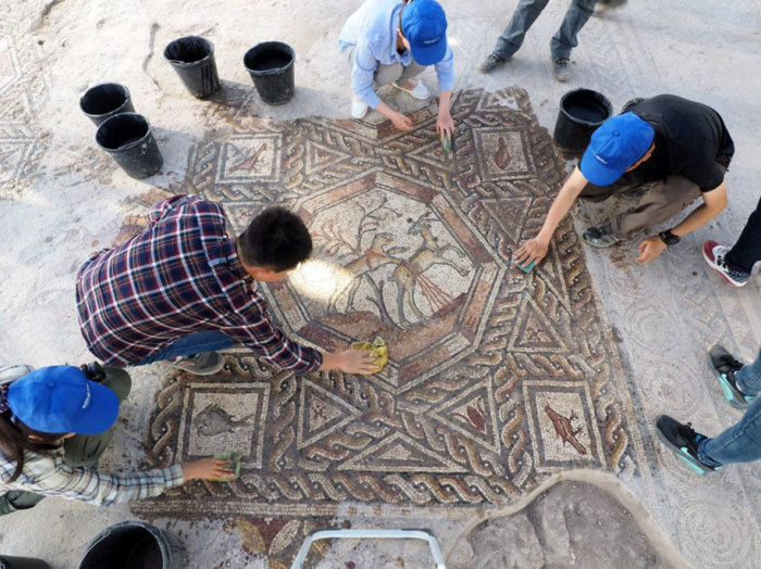В Израиле обнаружена древнеримская мозаика.
