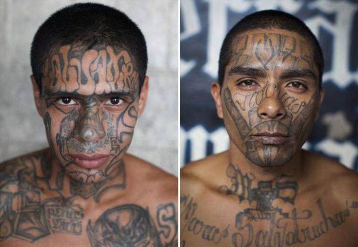 Кровожадные преступники, полностью покрытые татуировками.