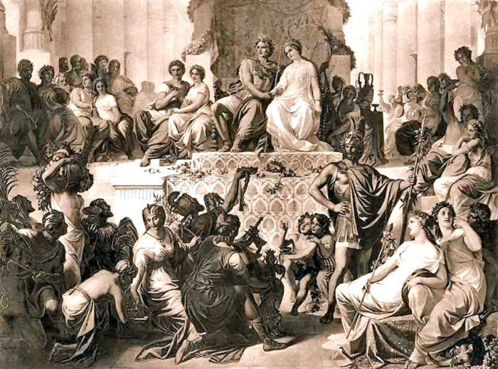 Свадьба в Сузах. Гефестион по правую руку Александра.