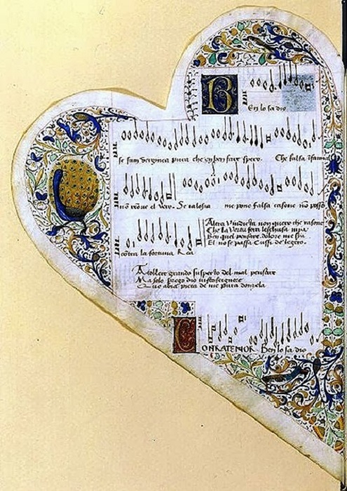 Песенник Жана де Моншеню. 1475 год. | Фото: storyfiles.blogspot.com.
