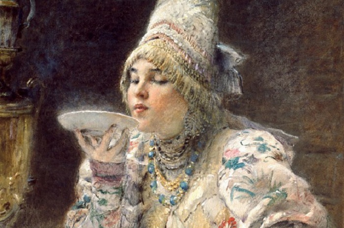 За чаем. К. Маковский, 1914 год. | Фото: aif.ru.