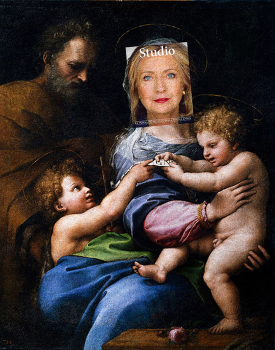 Хиллари Клинтон + *Madonna della rosa* Рафаэля.