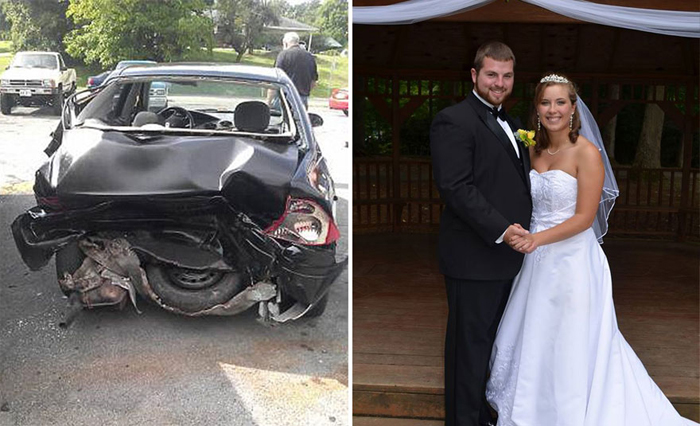 После аварии девушка потеряла память и не помнит свою свадьбу.