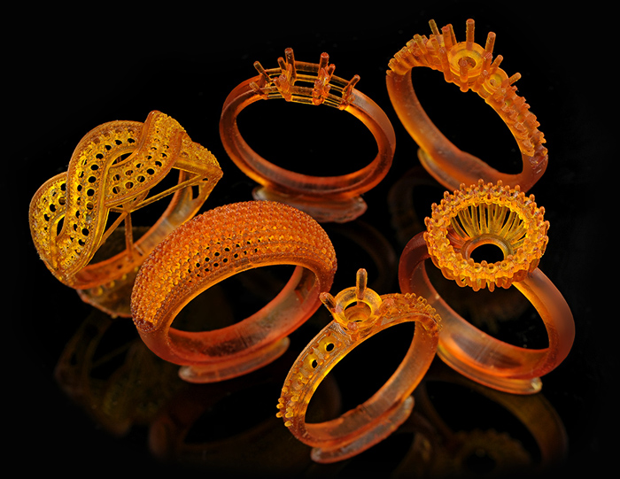Кольца, напечатанные на 3D-принтере.