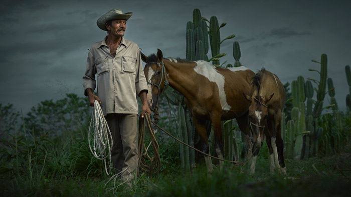 Рауль Кастенада с лошадьми.
