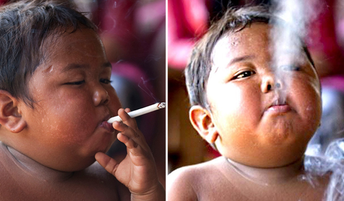 Арди Ризал, малыш, который выкуривал по 40 сигарет в день.