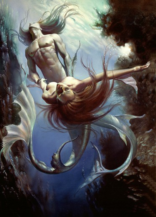 Тритон и русалка. Автор: Boris Vallejo.