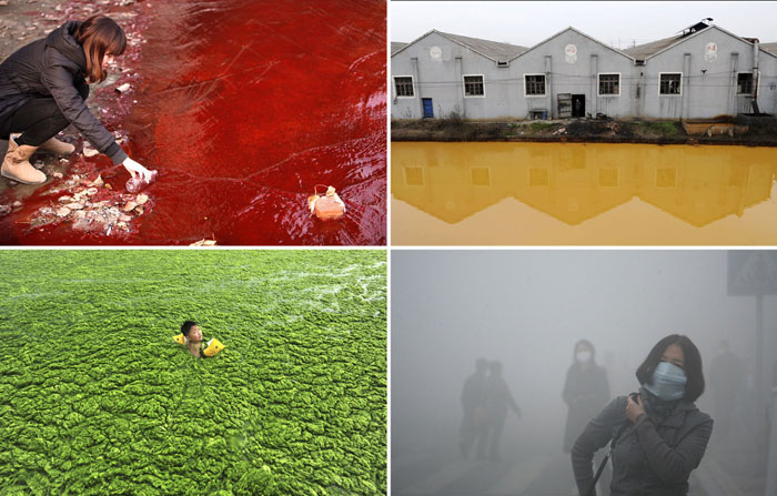 Жуткое загрязнение окружающей среды в Китае.
