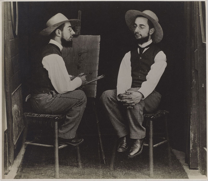Henri de Toulouse-Lautrec как художник и модель. 1892 г. Автор: Maurice Guibert и Henri de Toulouse-Lautrec.