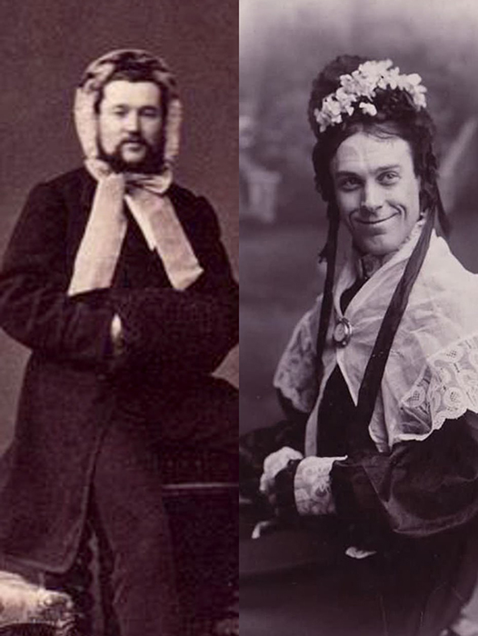 Актер В.С. Пенсли (справа) часто играл женщин на сцене. 