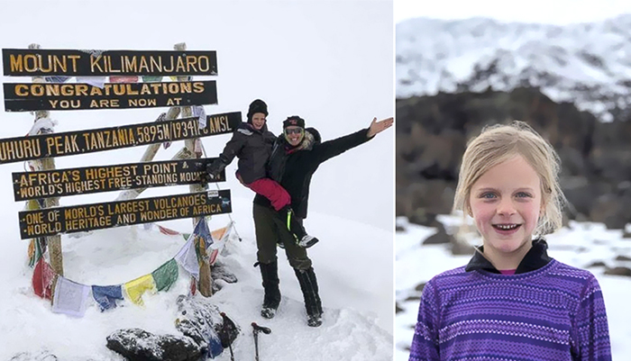 Семилетняя девочка поднялась на самую высокую гору Африки.