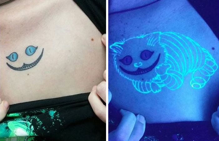 Татуировки, видные только при УФ-освещении.