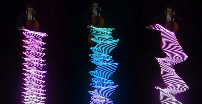 Визуальное изображение игры на виолончели.