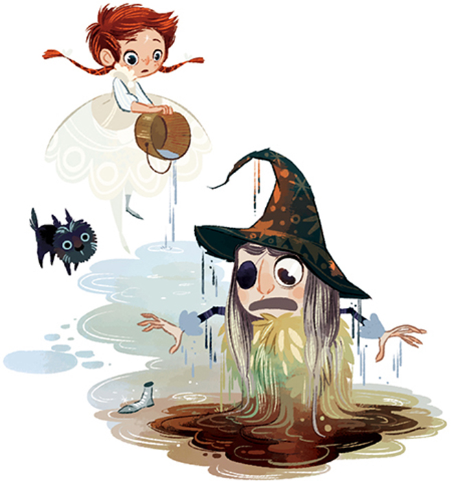Дороти обливает ведьму водой. Автор: Lorena Alvarez.