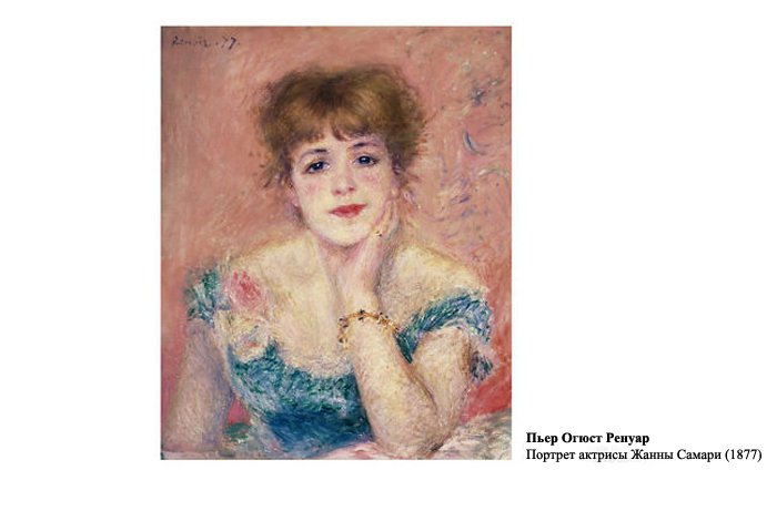 Пьер Огюст Ренуар. Портрет актрисы Жанны Самари (1877).