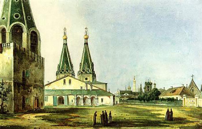Алексеевский монастырь.  Картина Карла Рабуса, 1838.